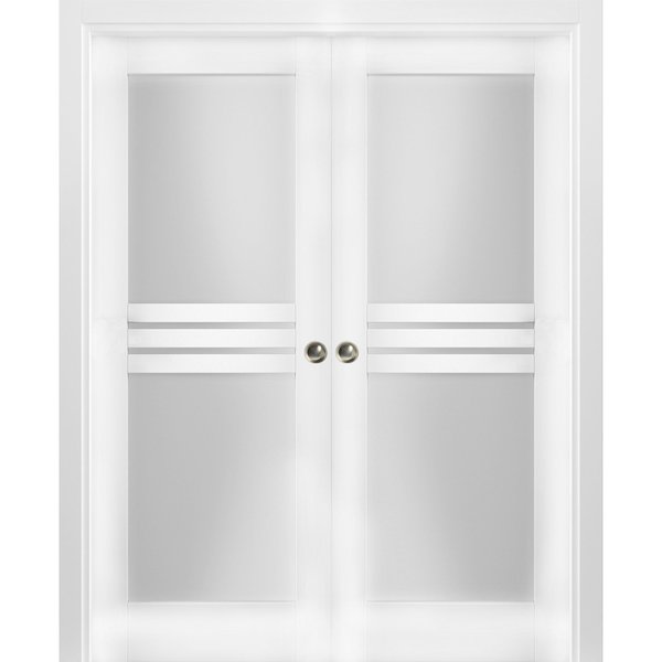 Vdomdoors Double Pocket Interior Door, 60" x 80", White MELA7222DP-WS-60